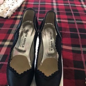 Helene Arpels Black Silk pumps. Custom Mades.